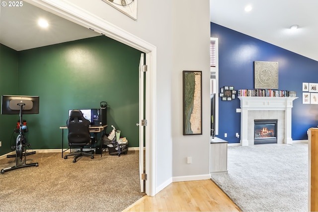 1393 NE 11th Ave, Canby, OR 97013 - office space with carpet floors, a fireplace, and recessed lighting