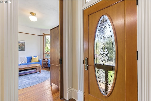 entryway with light wood-type flooring