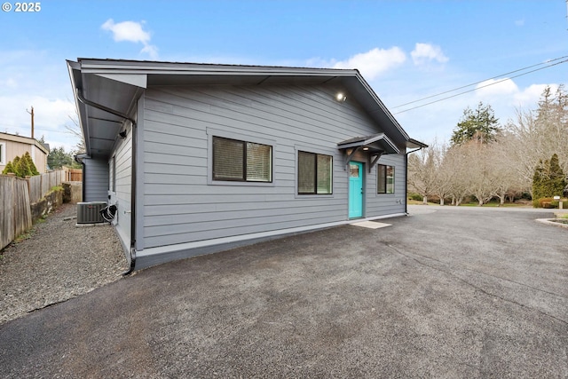 view of front of property featuring cooling unit