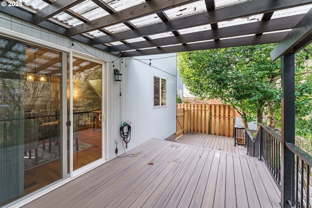 deck featuring a pergola