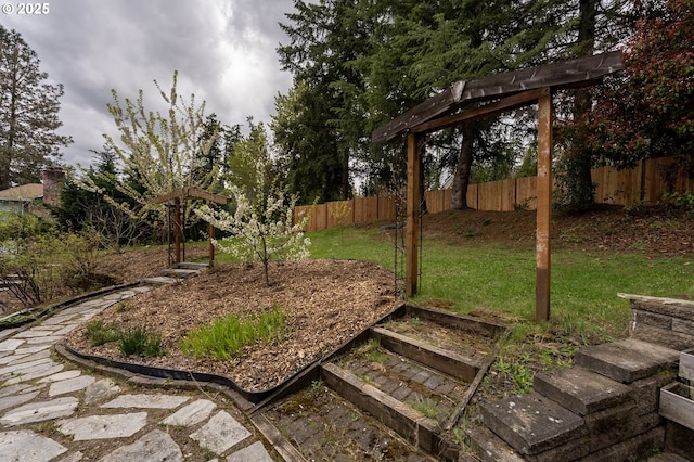 view of yard featuring fence
