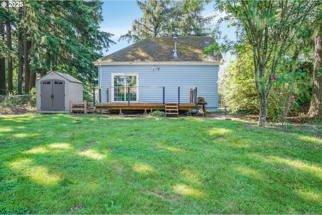 13307 SE Raymond St, Portland, OR 97236 - back of property featuring a wooden deck and a lawn