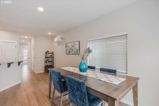 2856 S Nectarine St, Cornelius, OR 97113 - dining room with baseboards, recessed lighting, light wood finished floors, and a wall mounted AC