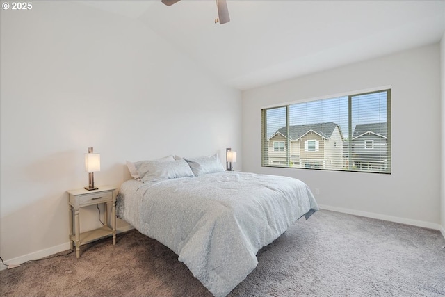 2856 S Nectarine St, Cornelius, OR 97113 - bedroom with carpet floors, baseboards, lofted ceiling, and a ceiling fan