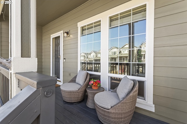 deck with a residential view