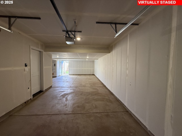 garage with a garage door opener