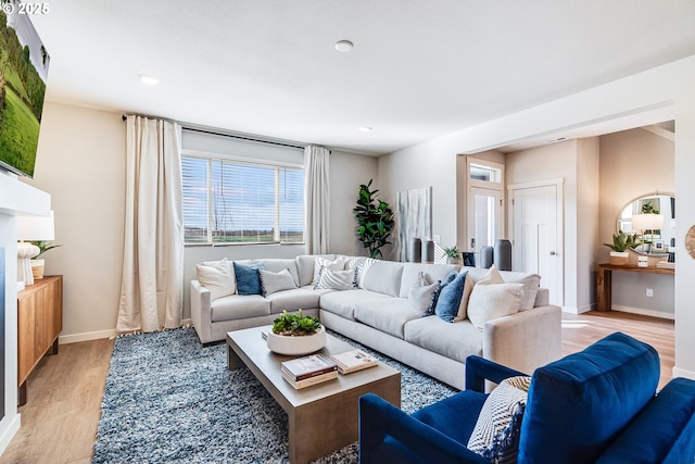 living room with light wood-type flooring