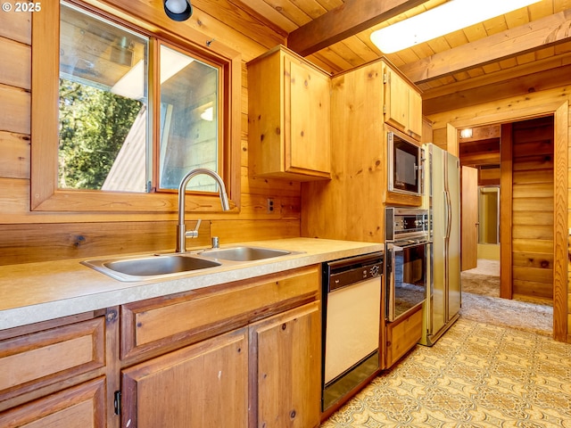 26619 NE 77th Ave, Battle Ground, WA 98604 - kitchen featuring a sink, wood ceiling, appliances with stainless steel finishes, and light countertops