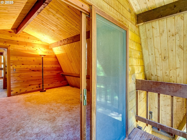 26619 NE 77th Ave, Battle Ground, WA 98604 - bonus room featuring vaulted ceiling with beams, wood ceiling, and wooden walls
