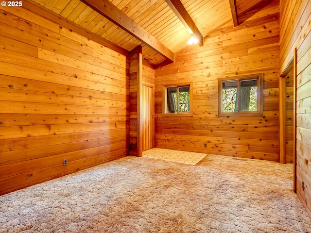 26619 NE 77th Ave, Battle Ground, WA 98604 - empty room featuring carpet, wooden walls, and wooden ceiling