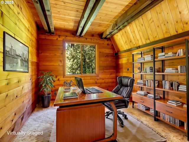 26619 NE 77th Ave, Battle Ground, WA 98604 - office space with wooden walls, wooden ceiling, and beamed ceiling