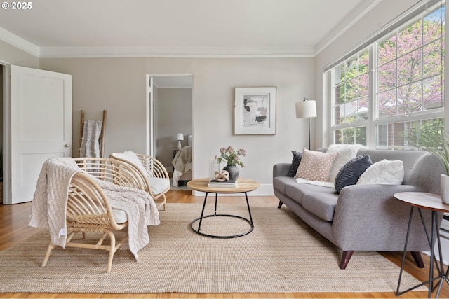 2643 NW Raleigh St Unit 30, Portland, OR 97210 - living area featuring wood finished floors and ornamental molding