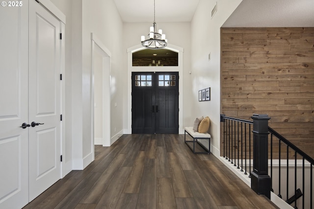5360 NW 18th Ave, Camas, WA 98607 - entrance foyer featuring a chandelier, dark wood-style flooring, and baseboards