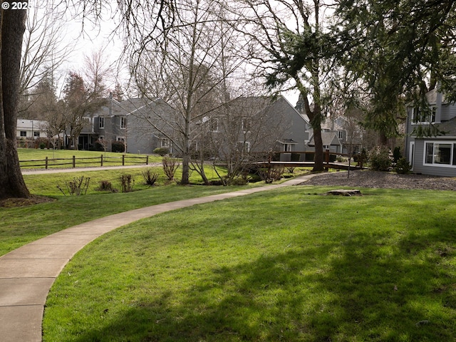 view of property's community featuring a lawn and a residential view