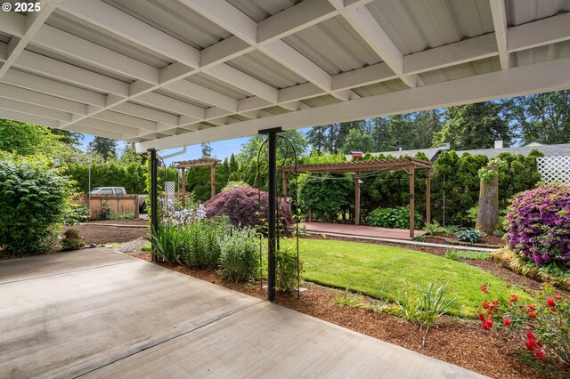 view of patio / terrace featuring a pergola