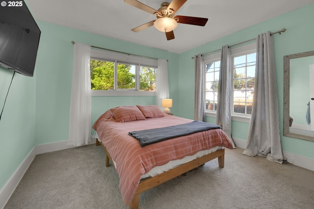 683 Laurel, Junction City, OR 97448 - bedroom with baseboards, carpet, and ceiling fan