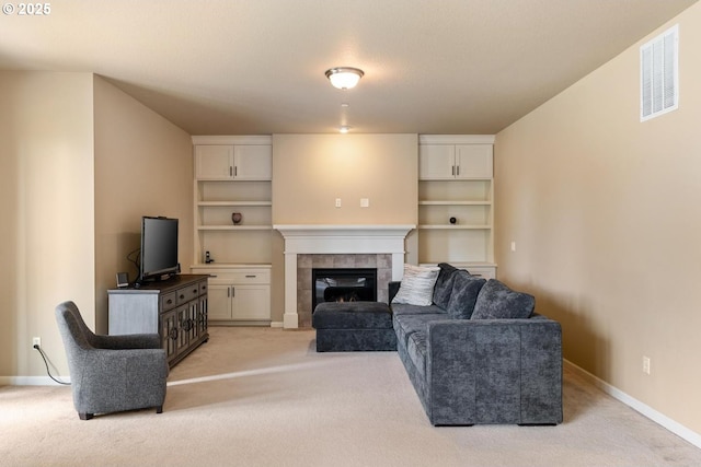 2814 NW Hill St, Camas, WA 98607 - living area with light carpet and a tile fireplace