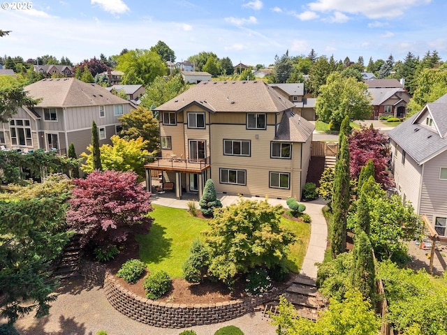 2814 NW Hill St, Camas, WA 98607 - rear view of property featuring a residential view, a deck, a patio, and stairway