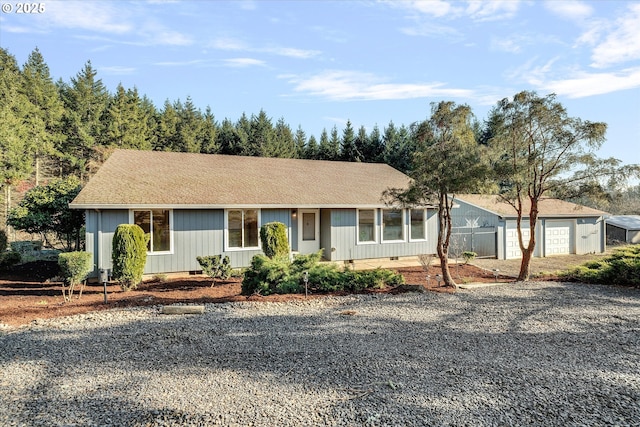 single story home with a garage