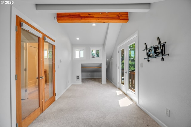 1605 NE 76th Ave, Portland, OR 97213 - hallway featuring french doors, plenty of natural light, light colored carpet, and recessed lighting