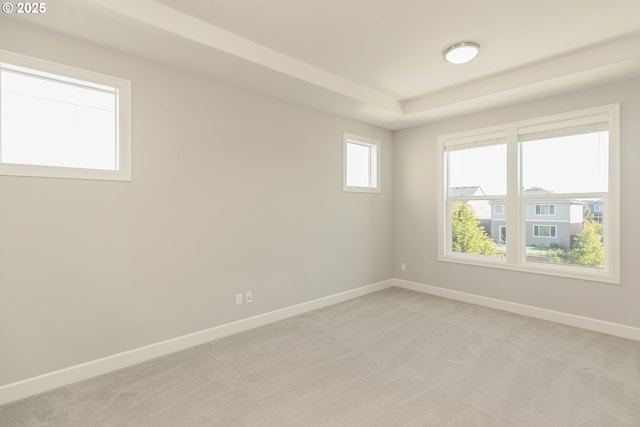 16922 NW Madrone St, Portland, OR 97229 - empty room featuring baseboards, light carpet, and a raised ceiling
