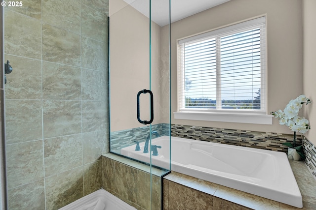 14670 SW 78th Ave, Tigard, OR 97224 - bathroom featuring a tile shower and a garden tub