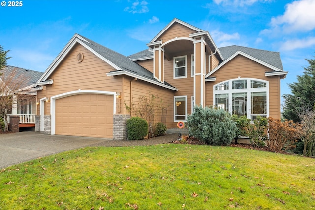 front of property featuring a garage and a front lawn