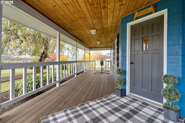 wooden deck featuring a porch