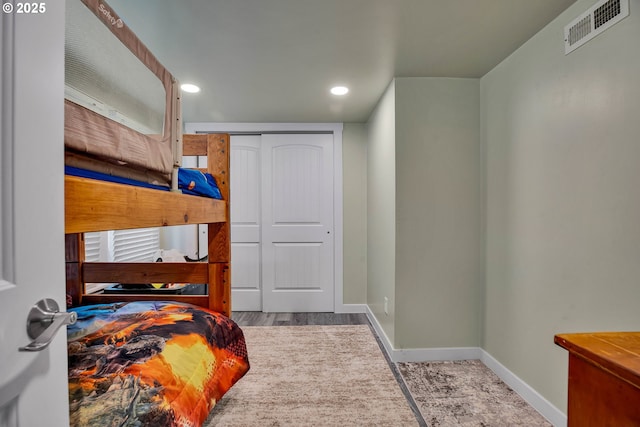 217 N Molalla Ave, Molalla, OR 97038 - bedroom featuring recessed lighting, a closet, and wood finished floors