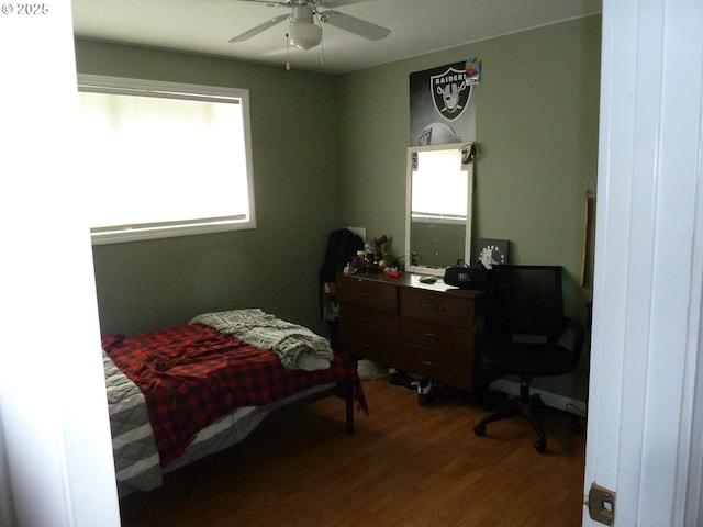 22225 SE Peggy Ann Dr, Damascus, OR 97089 - bedroom featuring wood finished floors and ceiling fan