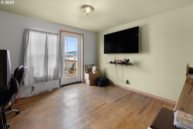 office space featuring hardwood / wood-style flooring