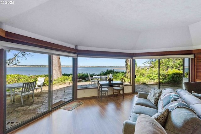 1230 Seagate Ave, Coos Bay, OR 97420 - living area with a water view and wood finished floors
