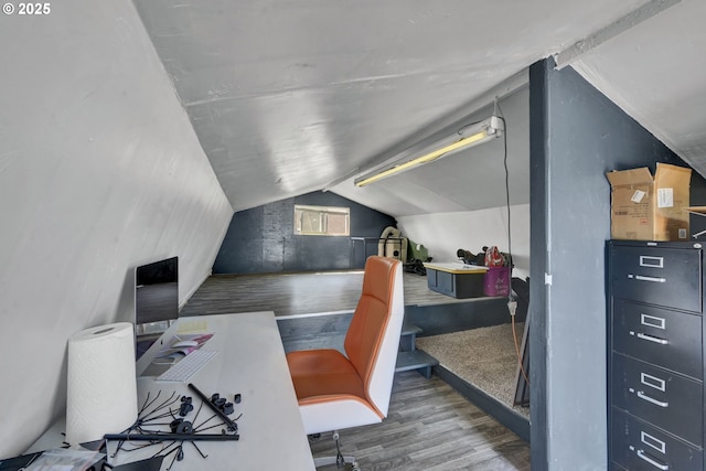 4634 Harriet Ave, Eugene, OR 97402 - office area featuring wood finished floors and lofted ceiling