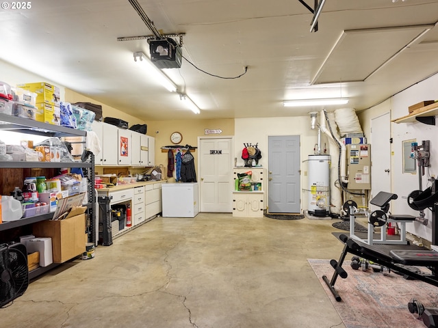 427 E Clackamas Cir, Woodburn, OR 97071 - garage featuring gas water heater, heating unit, and a garage door opener