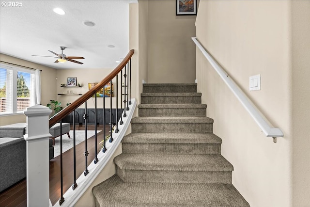 21615 SW Derby Ter, Sherwood, OR 97140 - stairs with a ceiling fan and recessed lighting
