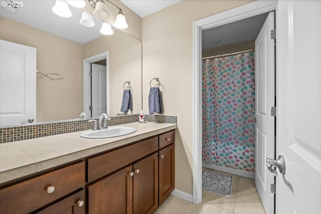 21615 SW Derby Ter, Sherwood, OR 97140 - full bathroom with vanity, tile patterned floors, a chandelier, and curtained shower