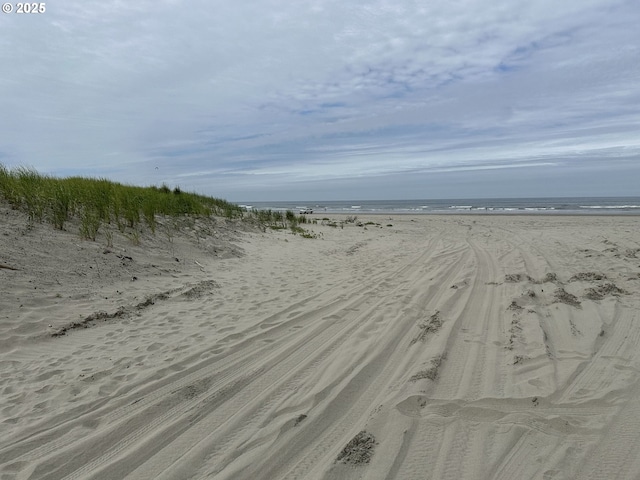 property view of water with a beach view