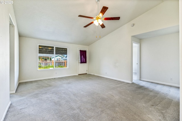 1222 Laurel Ct, Sweet Home, OR 97386 - unfurnished room with vaulted ceiling, carpet flooring, a ceiling fan, and baseboards