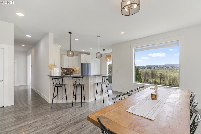 39313 NE 143rd Pl, Amboy, WA 98601 - dining area with baseboards, recessed lighting, and wood finished floors