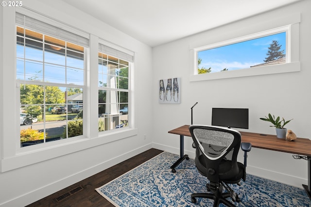 2608 N Winchell St, Portland, OR 97217 - office with baseboards and dark wood finished floors