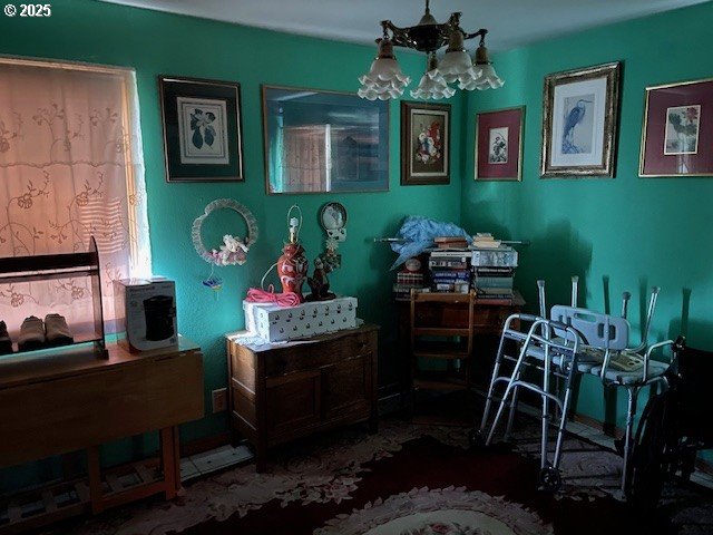 interior space with a notable chandelier