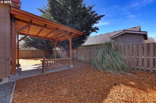 view of yard with a patio area and a fenced backyard