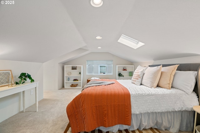 2951 NE 35th Ave, Portland, OR 97212 - carpeted bedroom with a skylight, lofted ceiling, and recessed lighting