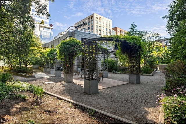 view of community featuring a patio area