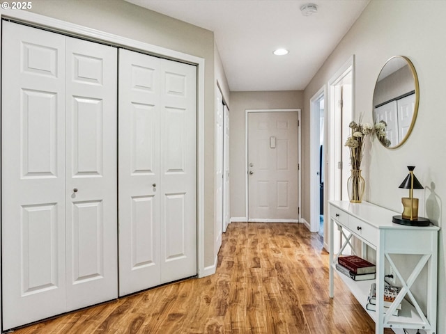 9908 SE Talbert St, Clackamas, OR 97015 - foyer entrance featuring light wood-type flooring and recessed lighting