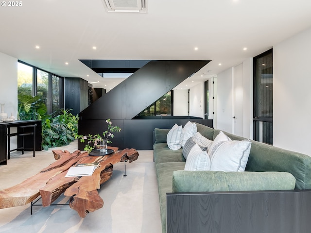 living area with recessed lighting