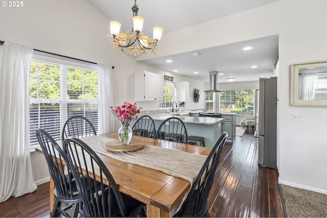 1537 W 13th Ave, Junction City, OR 97448 - dining room with a chandelier, dark wood-style floors, and recessed lighting