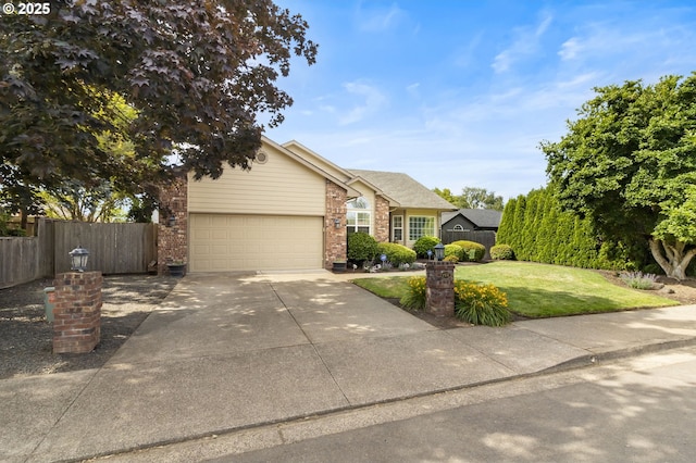 1537 W 13th Ave, Junction City, OR 97448 - view of front of house with brick siding, concrete driveway, and a garage