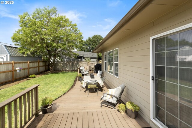 1537 W 13th Ave, Junction City, OR 97448 - wooden terrace with a fenced backyard