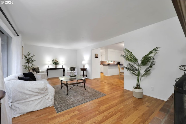 living room featuring light wood-style flooring